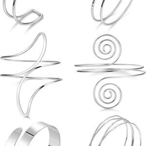 6Pcs Boho Arm Cuff Set Gold-Plated Adjustable Women's Jewelry